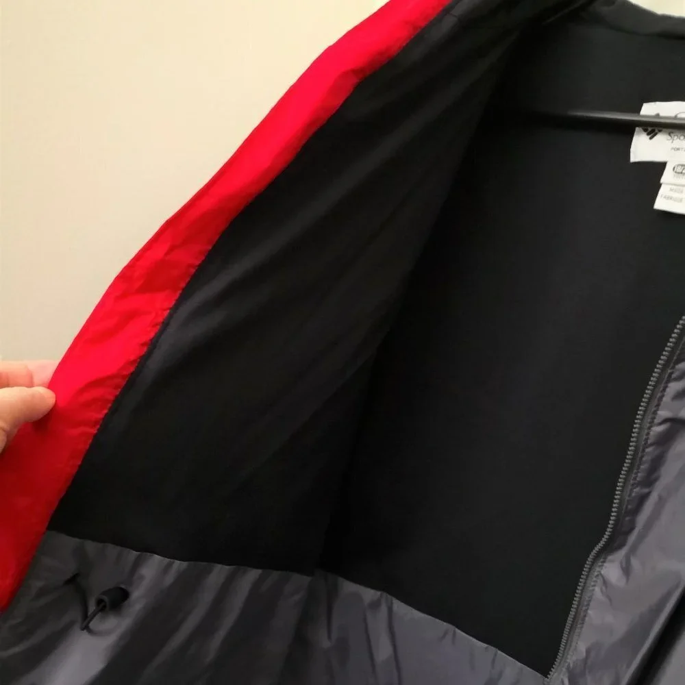 Vintage Columbia Hooded‎ Jacket Gray/Black/Red Youth 18/20
